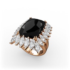 Paiva Yüzük - Siyah zirkon ve swarovski 18 ayar rose altın yüzük #a00h13