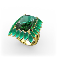 Paiva Yüzük - Yeşil kuvars ve kök zümrüt 18 ayar altın yüzük #a6azvm