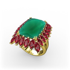 Paiva Yüzük - Kök zümrüt ve garnet 925 ayar altın kaplama gümüş yüzük #amj7ml