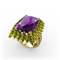 Paiva Yüzük - Ametist ve peridot 8 ayar altın yüzük #e40db5