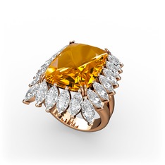 Paiva Yüzük - Sitrin ve swarovski 14 ayar rose altın yüzük #ek60wj