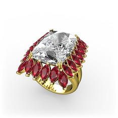 Paiva Yüzük - Beyaz zirkon ve garnet 14 ayar altın yüzük #ftqp8y