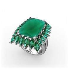 Paiva Yüzük - Kök zümrüt ve yeşil kuvars 925 ayar gümüş yüzük #h7sqdg