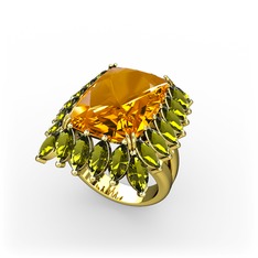 Paiva Yüzük - Sitrin ve peridot 18 ayar altın yüzük #k269ad