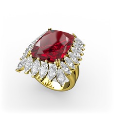 Garnet ve swarovski 18 ayar altın yüzük