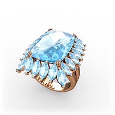 Paiva Yüzük - Akuamarin 18 ayar rose altın yüzük #kydb73