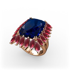 Paiva Yüzük - Lab safir ve kök yakut 14 ayar rose altın yüzük #l8clj7