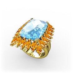 Paiva Yüzük - Akuamarin ve sitrin 8 ayar altın yüzük #ldxjge