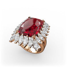 Paiva Yüzük - Garnet ve swarovski 8 ayar rose altın yüzük #m4w7yq