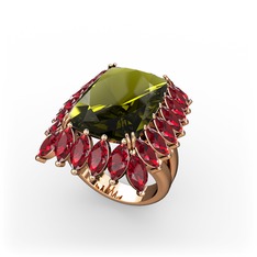 Paiva Yüzük - Peridot ve garnet 8 ayar rose altın yüzük #mv2p91