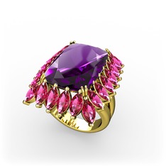 Paiva Yüzük - Ametist ve rodolit garnet 14 ayar altın yüzük #n81z2e