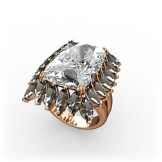 Paiva Yüzük - Swarovski ve dumanlı kuvars 8 ayar rose altın yüzük #njmz87