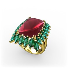 Paiva Yüzük - Kök yakut ve yeşil kuvars 925 ayar altın kaplama gümüş yüzük #noxthf