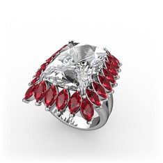 Paiva Yüzük - Swarovski ve garnet 8 ayar beyaz altın yüzük #nrn4fi