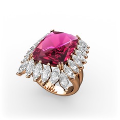 Paiva Yüzük - Rodolit garnet ve swarovski 14 ayar rose altın yüzük #o9xquv