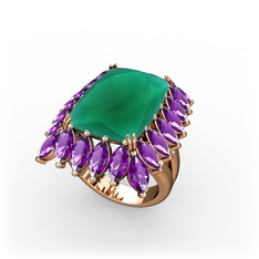 Paiva Yüzük - Kök zümrüt ve ametist 14 ayar rose altın yüzük #qe4evc
