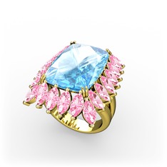 Paiva Yüzük - Akuamarin ve pembe kuvars 14 ayar altın yüzük #ta6ubh