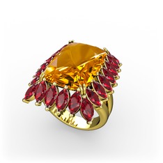 Paiva Yüzük - Sitrin ve garnet 18 ayar altın yüzük #tlx27r