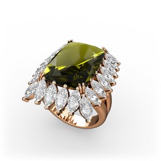 Paiva Yüzük - Peridot ve beyaz zirkon 8 ayar rose altın yüzük #tn1uxq