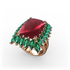 Paiva Yüzük - Kök yakut ve yeşil kuvars 18 ayar rose altın yüzük #ua82qa