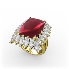 Paiva Yüzük - Kök yakut ve swarovski 8 ayar altın yüzük #ucakqr