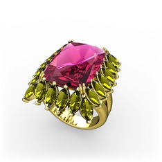 Paiva Yüzük - Rodolit garnet ve peridot 8 ayar altın yüzük #ug4jt9