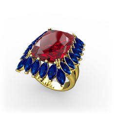 Paiva Yüzük - Garnet ve lab safir 14 ayar altın yüzük #wlfxix