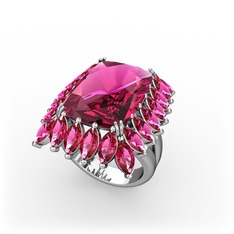 Paiva Yüzük - Rodolit garnet 14 ayar beyaz altın yüzük #ycumik