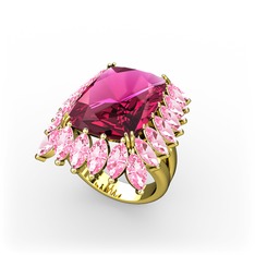 Paiva Yüzük - Rodolit garnet ve pembe kuvars 8 ayar altın yüzük #ym62b8