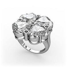 Lucky Yonca Yüzük - Swarovski ve siyah zirkon 925 ayar gümüş yüzük #1crottb