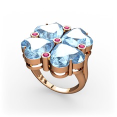 Lucky Yonca Yüzük - Akuamarin ve rodolit garnet 8 ayar rose altın yüzük #1v5quh2