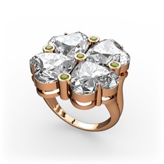 Lucky Yonca Yüzük - Swarovski ve peridot 14 ayar rose altın yüzük #1w6g54i