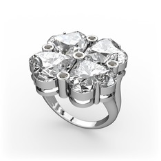 Swarovski ve dumanlı kuvars 18 ayar beyaz altın yüzük