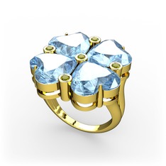 Lucky Yonca Yüzük - Akuamarin ve peridot 925 ayar altın kaplama gümüş yüzük #cdty8g