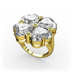 Lucky Yonca Yüzük - Swarovski ve peridot 8 ayar altın yüzük #p9cdv5