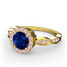 Blume Yüzük - Lab safir ve pembe kuvars 14 ayar altın yüzük #108ufzw