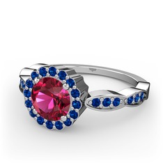 Blume Yüzük - Rodolit garnet ve lab safir 8 ayar beyaz altın yüzük #10bfirh