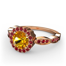 Sitrin ve garnet 14 ayar rose altın yüzük