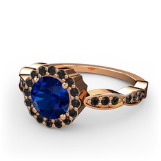 Blume Yüzük - Lab safir ve siyah zirkon 8 ayar rose altın yüzük #111lw5a