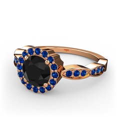 Blume Yüzük - Siyah zirkon ve lab safir 14 ayar rose altın yüzük #11jwgw3