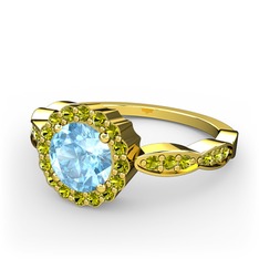 Akuamarin ve peridot 18 ayar altın yüzük