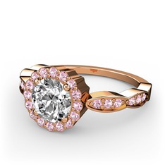 Blume Yüzük - Swarovski ve pembe kuvars 14 ayar rose altın yüzük #14lr2yf