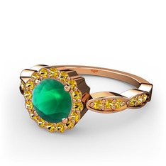 Blume Yüzük - Kök zümrüt ve sitrin 8 ayar rose altın yüzük #14rlqs7
