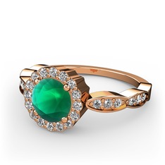 Blume Yüzük - Kök zümrüt ve pırlanta 8 ayar rose altın yüzük (0.308 karat) #15b85a3