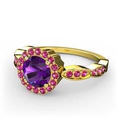 Blume Yüzük - Ametist ve rodolit garnet 8 ayar altın yüzük #15vxykw