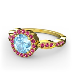 Blume Yüzük - Akuamarin ve rodolit garnet 8 ayar altın yüzük #16teijy