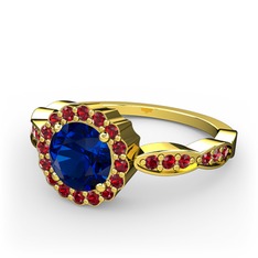 Lab safir ve garnet 18 ayar altın yüzük