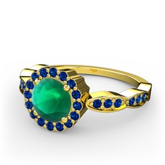 Kök zümrüt ve lab safir 925 ayar altın kaplama gümüş yüzük