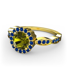 Peridot ve lab safir 925 ayar altın kaplama gümüş yüzük