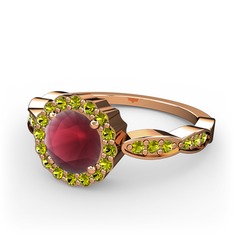 Blume Yüzük - Kök yakut ve peridot 18 ayar rose altın yüzük #18agsjh